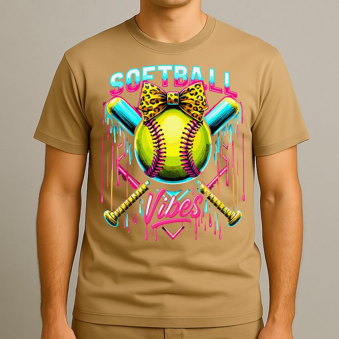 Softball Ice Cream Drip Coquette Bow Softball Vibes T-Shirt