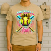 Softball Ice Cream Drip Coquette Bow Softball Vibes T-Shirt