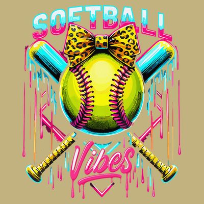 Softball Ice Cream Drip Coquette Bow Softball Vibes T-Shirt