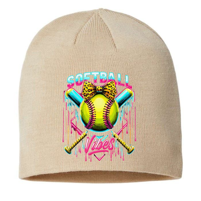 Softball Ice Cream Drip Coquette Bow Softball Vibes Sustainable Beanie