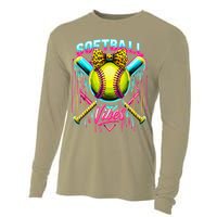Softball Ice Cream Drip Coquette Bow Softball Vibes Cooling Performance Long Sleeve Crew