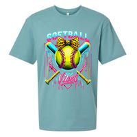 Softball Ice Cream Drip Coquette Bow Softball Vibes Sueded Cloud Jersey T-Shirt