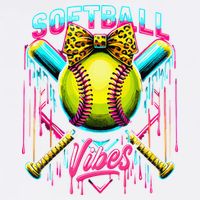 Softball Ice Cream Drip Coquette Bow Softball Vibes Garment-Dyed Sweatshirt