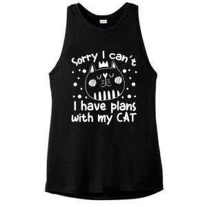 Sorry I Can't I Have Plans With My Cat Gift Ladies PosiCharge Tri-Blend Wicking Tank