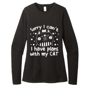 Sorry I Can't I Have Plans With My Cat Gift Womens CVC Long Sleeve Shirt