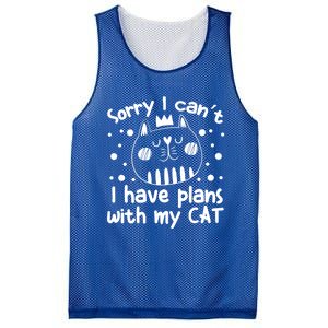 Sorry I Can't I Have Plans With My Cat Gift Mesh Reversible Basketball Jersey Tank