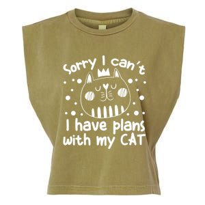 Sorry I Can't I Have Plans With My Cat Gift Garment-Dyed Women's Muscle Tee