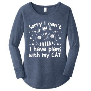 Sorry I Can't I Have Plans With My Cat Gift Women's Perfect Tri Tunic Long Sleeve Shirt