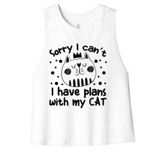 Sorry I Can't I Have Plans With My Cat Gift Women's Racerback Cropped Tank