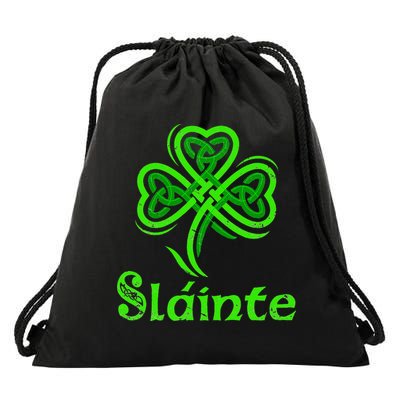 Slainte Irish Cheers Good Health St Patricks Day Slainte Drawstring Bag