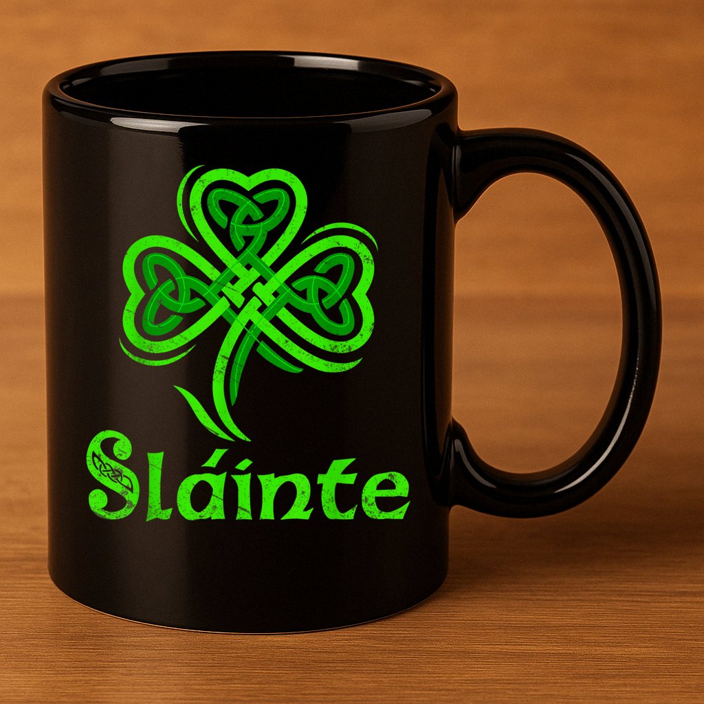 Slainte Irish Cheers Good Health St Patricks Day Slainte 11oz C Handle Ceramic Mug