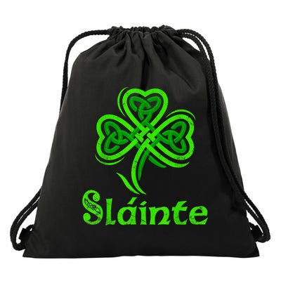 Slainte Irish Cheers Good Health St Patricks Day Slainte Drawstring Bag