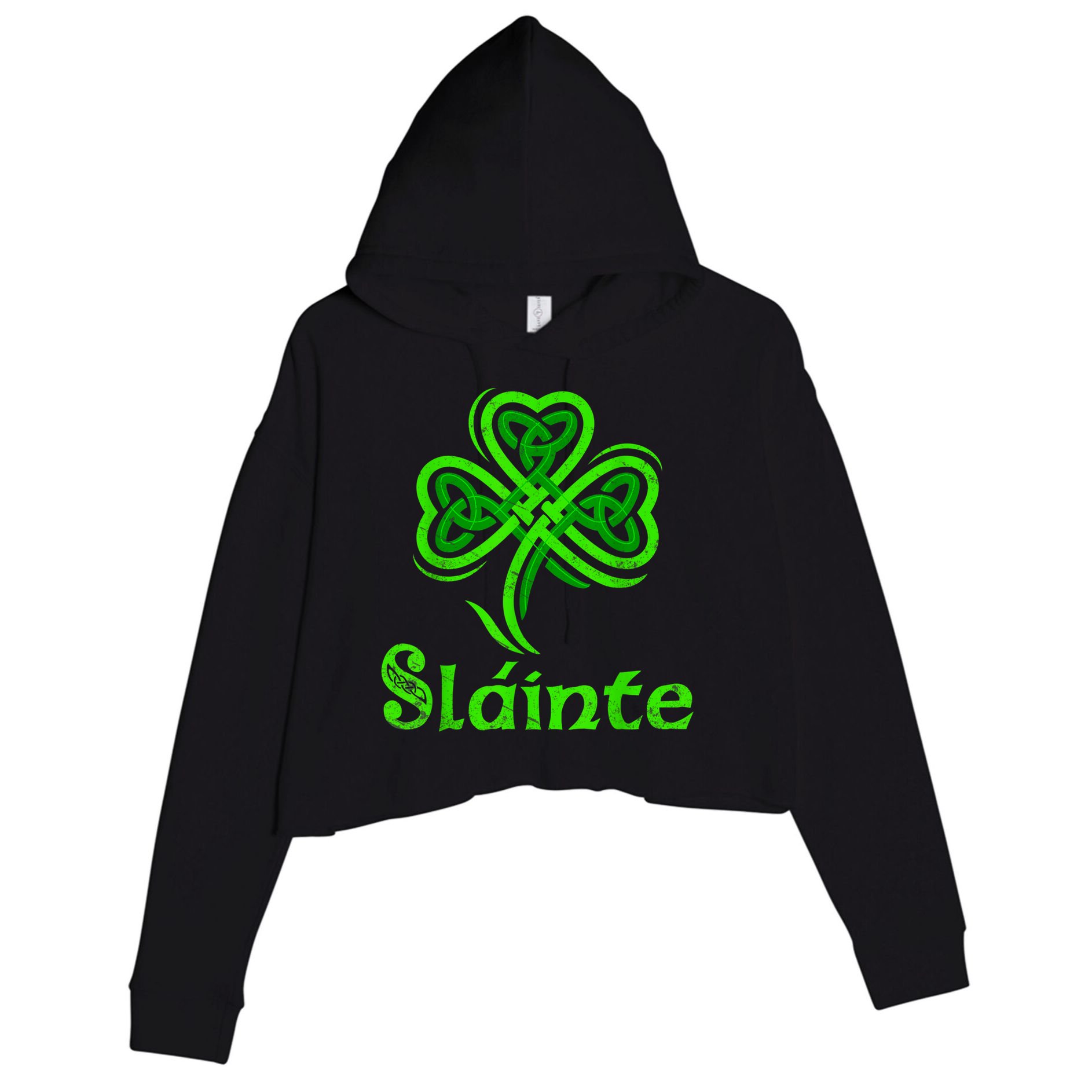 Slainte Irish Cheers Good Health St Patricks Day Slainte Crop Fleece Hoodie