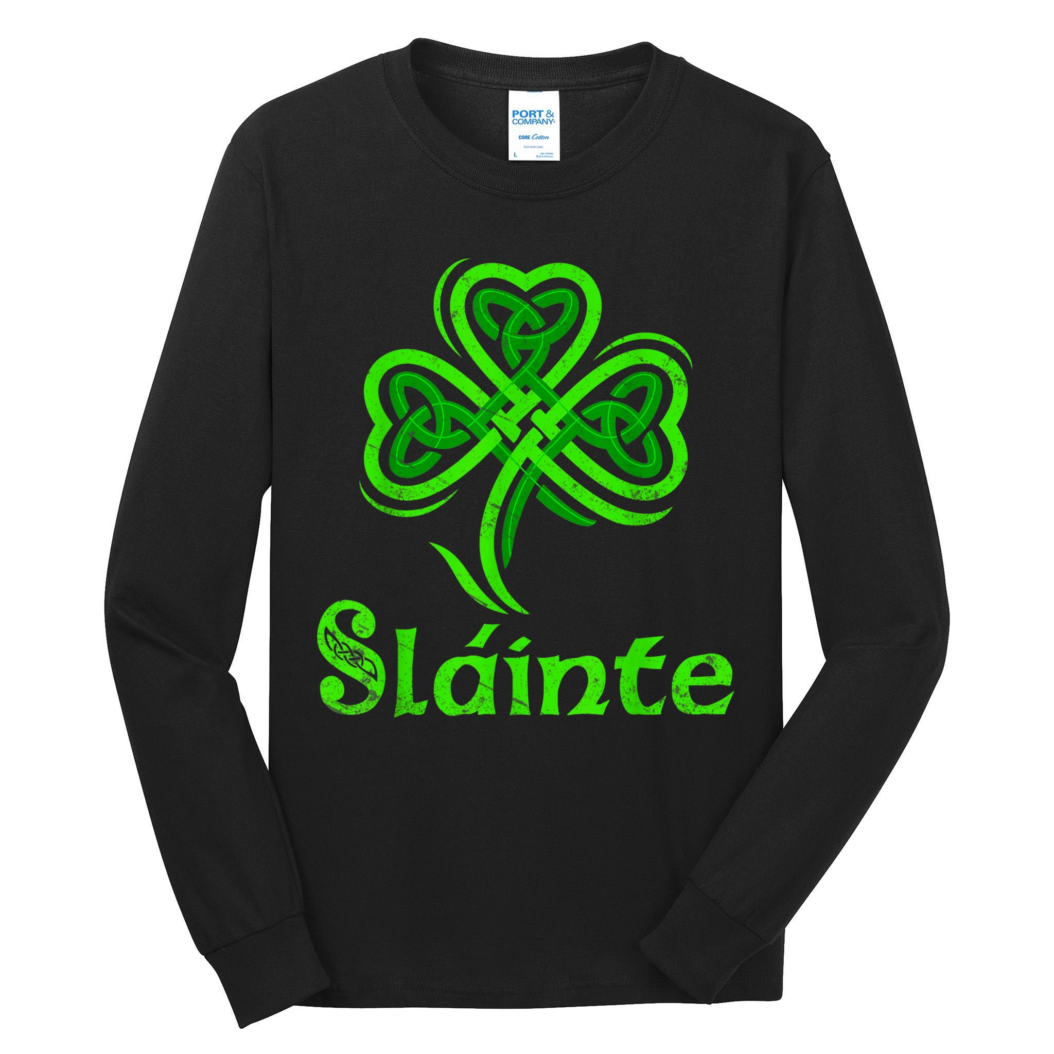 Slainte Irish Cheers Good Health St Patricks Day Slainte Tall Long Sleeve T-Shirt