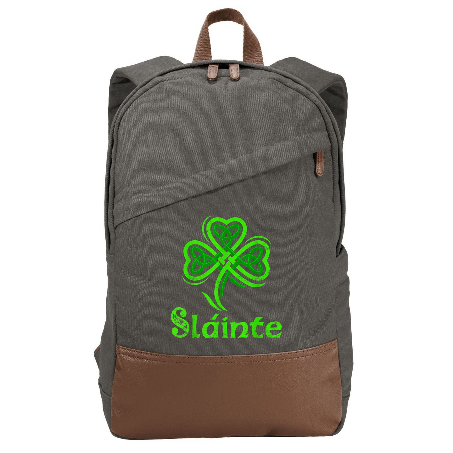 Slainte Irish Cheers Good Health St Patricks Day Slainte Cotton Canvas Backpack
