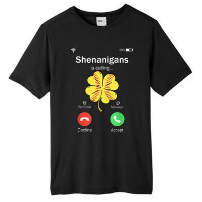 Shenanigans Is Calling St Patricks Day Baseball Shamrock Gift Tall Fusion ChromaSoft Performance T-Shirt