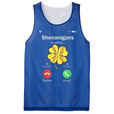 Shenanigans Is Calling St Patricks Day Baseball Shamrock Gift Mesh Reversible Basketball Jersey Tank