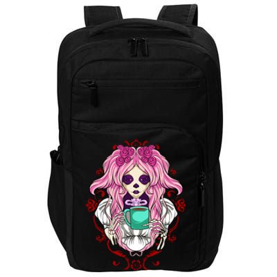 Skeleton Ing Cup Of Coffee Need Morning Coffee Gift Impact Tech Backpack