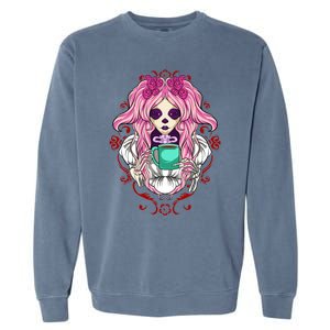 Skeleton Ing Cup Of Coffee Need Morning Coffee Gift Garment-Dyed Sweatshirt