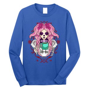 Skeleton Ing Cup Of Coffee Need Morning Coffee Gift Long Sleeve Shirt