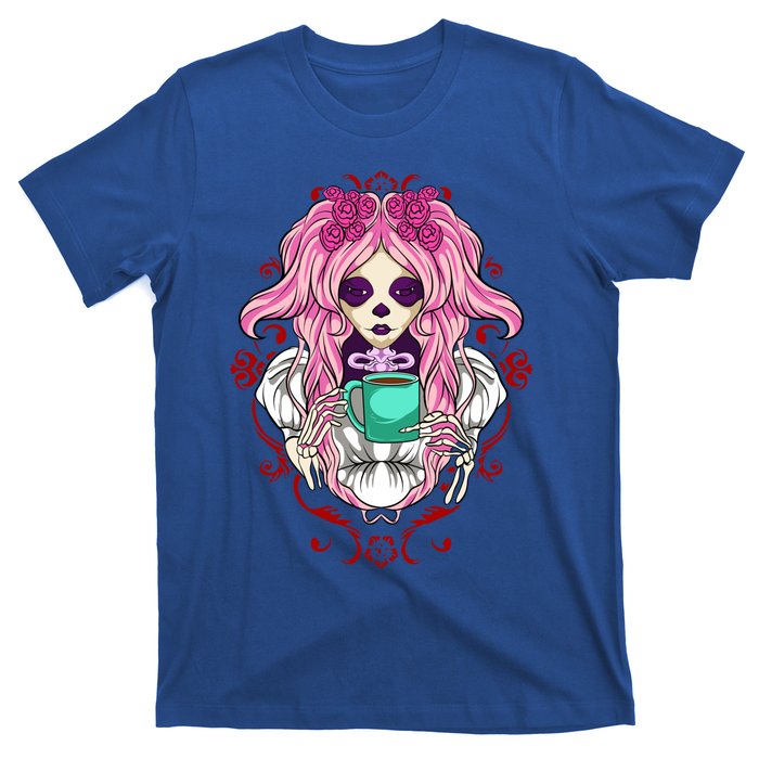 Skeleton Ing Cup Of Coffee Need Morning Coffee Gift T-Shirt