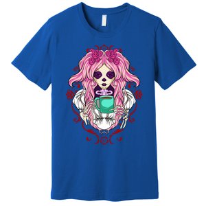 Skeleton Ing Cup Of Coffee Need Morning Coffee Gift Premium T-Shirt