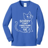 Sorry I Can't I Have Plans With My Cat Gift Kids Long Sleeve Shirt