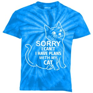 Sorry I Can't I Have Plans With My Cat Gift Kids Tie-Dye T-Shirt