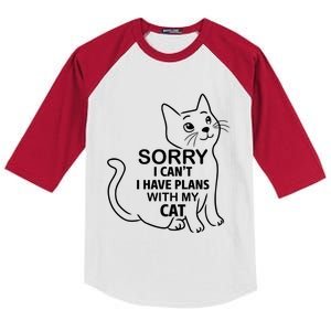 Sorry I Can't I Have Plans With My Cat Gift Kids Colorblock Raglan Jersey