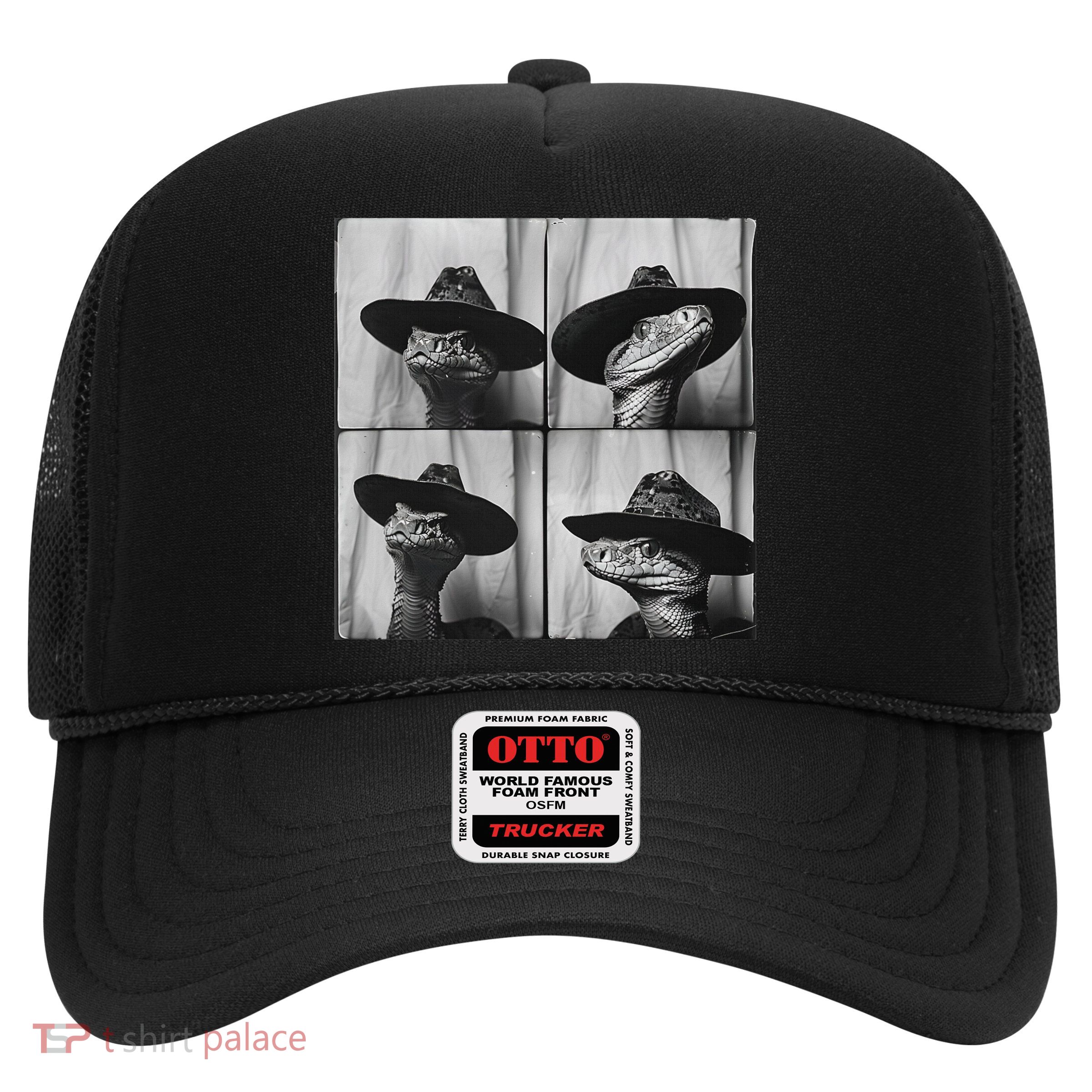 Snake In Cowboy Hat Funny Animal Photobooth Snake Owner Trucker Hat