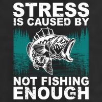 Stress Is Caused By Not Fishing Enough 7 Panel Mesh Trucker Snapback Hat