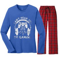 Sorry I Can't Hear You I'm Gaming Vintage Gamer Women's Long Sleeve Flannel Pajama Set 