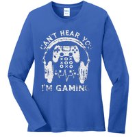 Sorry I Can't Hear You I'm Gaming Vintage Gamer Ladies Long Sleeve Shirt