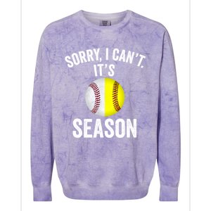 Sorry I CanT ItS Baseball Softball Season Colorblast Crewneck Sweatshirt