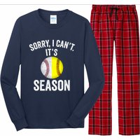 Sorry I CanT ItS Baseball Softball Season Long Sleeve Pajama Set