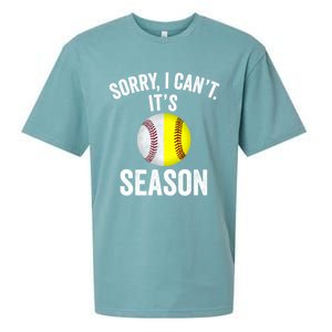 Sorry I CanT ItS Baseball Softball Season Sueded Cloud Jersey T-Shirt