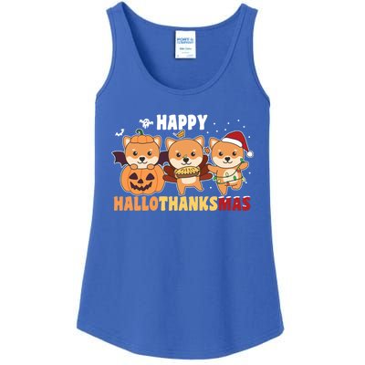 Shiba Inu Christmas Halloween Happy Hallothanksmas Cute Gift Ladies Essential Tank