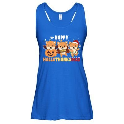 Shiba Inu Christmas Halloween Happy Hallothanksmas Cute Gift Ladies Essential Flowy Tank