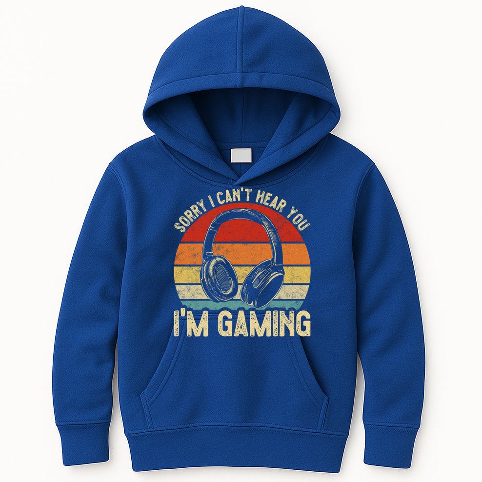 Sorry I Can't Hear You I'm Gaming Funny Gamer Gaming Vintage Gift Kids Hoodie