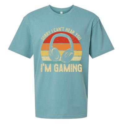 Sorry I Can't Hear You I'm Gaming Funny Gamer Gaming Vintage Gift Sueded Cloud Jersey T-Shirt