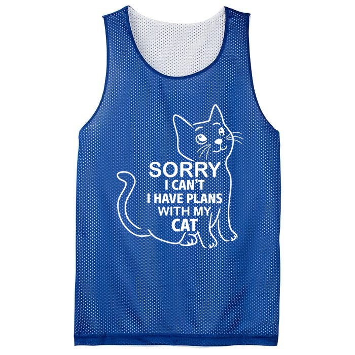 Sorry I Can't I Have Plans With My Cat Gift Mesh Reversible Basketball Jersey Tank