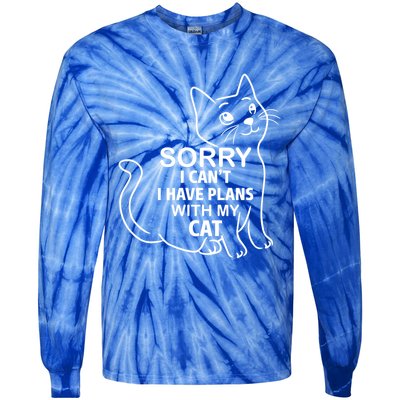 Sorry I Can't I Have Plans With My Cat Gift Tie-Dye Long Sleeve Shirt