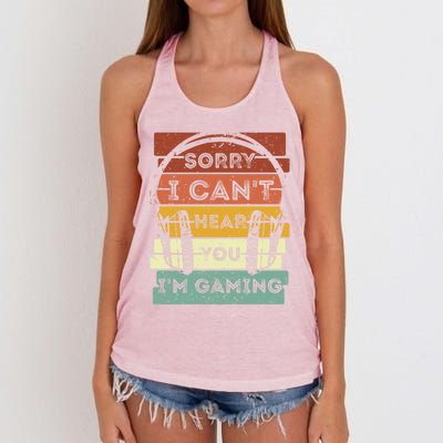 Sorry I Can't Hear You I'm Gaming Funny Gamer Gaming Vintage Gift Women's Knotted Racerback Tank