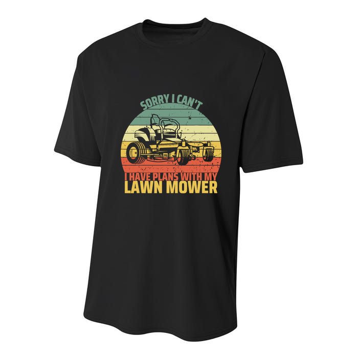 Sorry I CanT I Have Plans With Lawn Mower Cool Lawn Mowing Youth Performance Sprint T-Shirt