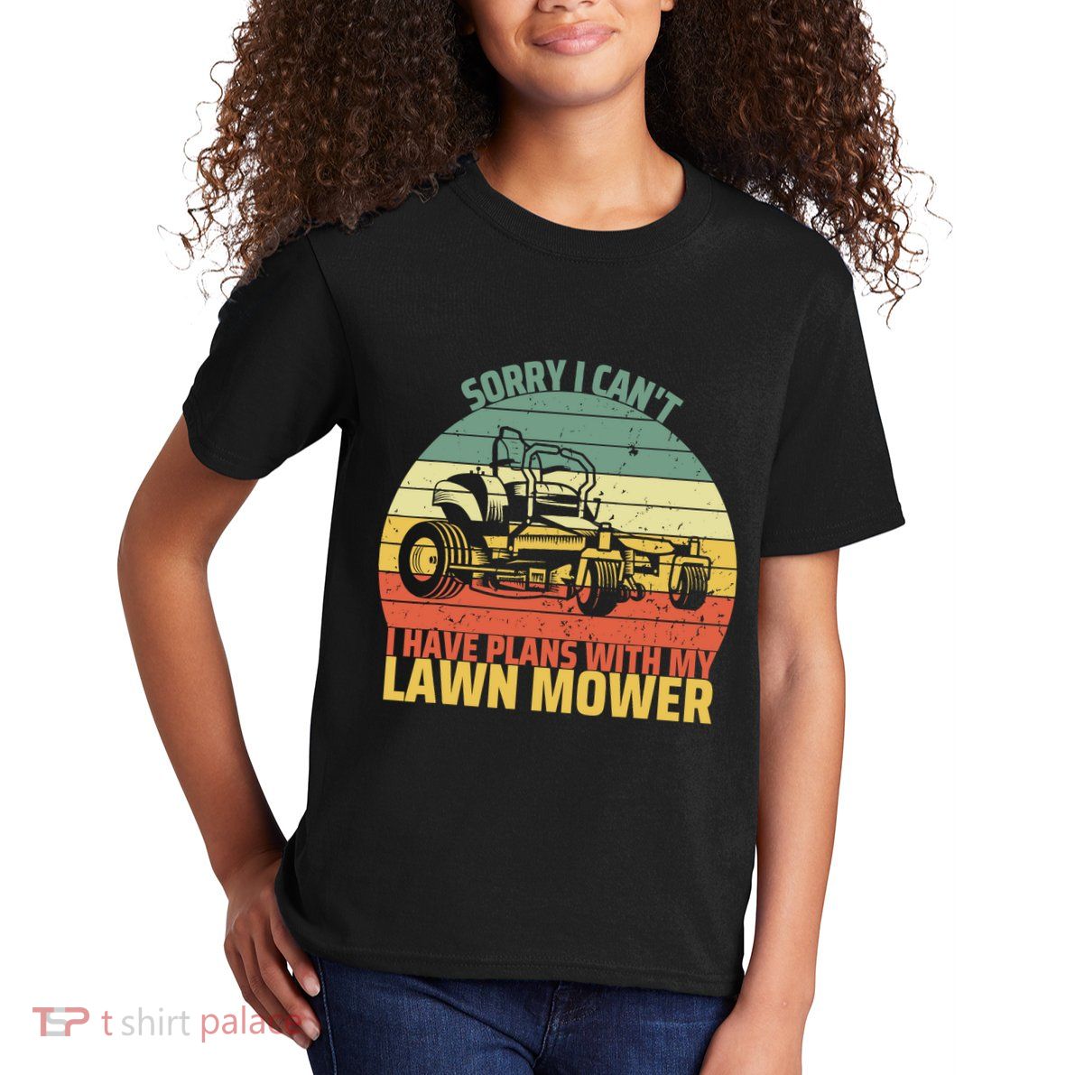 Sorry I CanT I Have Plans With Lawn Mower Cool Lawn Mowing Kids T-Shirt