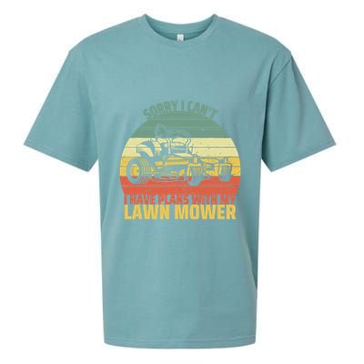 Sorry I CanT I Have Plans With Lawn Mower Cool Lawn Mowing Sueded Cloud Jersey T-Shirt