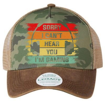 Sorry I Can't Hear You I'm Gaming Funny Gamer Gaming Vintage Great Gift Legacy Tie Dye Trucker Hat