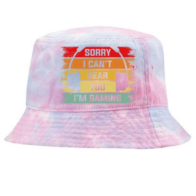 Sorry I Can't Hear You I'm Gaming Funny Gamer Gaming Vintage Great Gift Tie-Dyed Bucket Hat