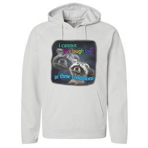 Snazzyseagull I Cannot Live Laugh Love In These Conditions Raccoon Performance Fleece Hoodie