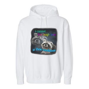 Snazzyseagull I Cannot Live Laugh Love In These Conditions Raccoon Garment-Dyed Fleece Hoodie